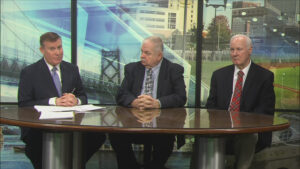 Jim Niedelman w former Illinois Rep Phil Hare and Scott Co GOP Chair David Millage re Iowa 2020