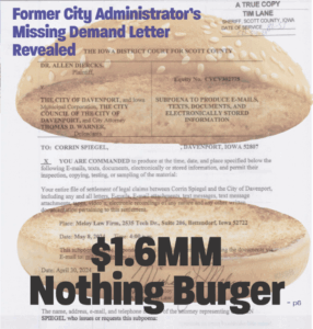 RULING: FORMER DAVENPORT ADMIN $1.6M DEMAND LETTER A PUBLIC DOCUMENT