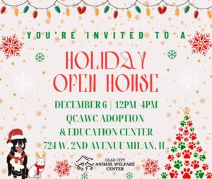 QC Animal Welfare Center to host holiday open house on 12/06